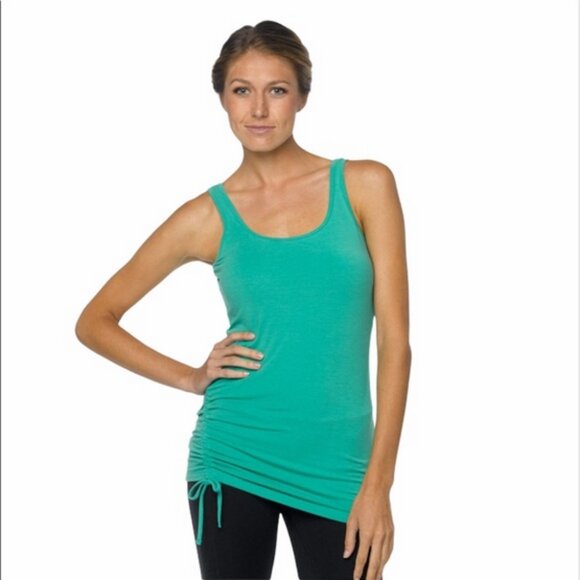 Prana Ariel Green Ruched Tie Front Tank Top Size Small - Picture 1 of 6